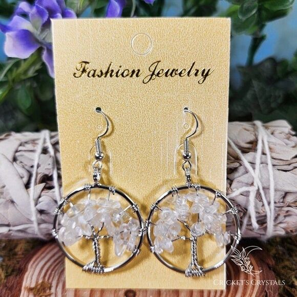 Quartz Tree of Life Earrings #13 - Picture 1 of 2